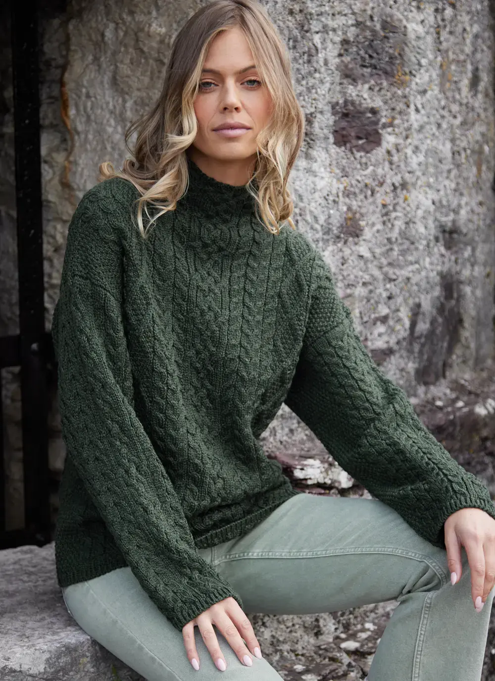 Ava Aran Funnel Neck Sweater